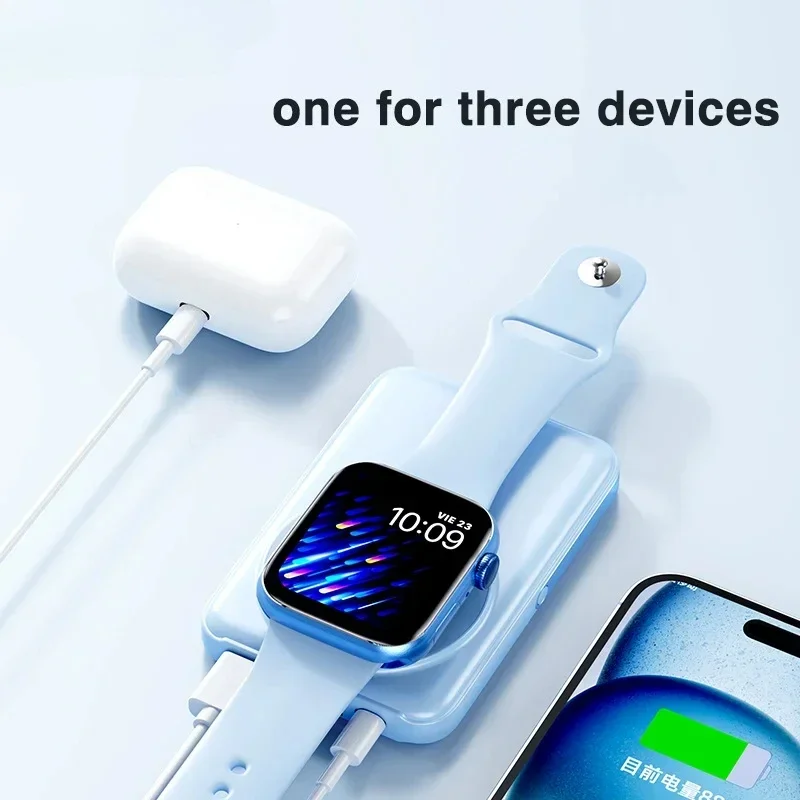 لساعة أبل شاحن لاسلكي 20000 مللي أمبير بنك طاقة مغناطيسي مع حامل PD20W بطارية احتياطية خارجية محمولة لهاتف iWatch iPhone #4
