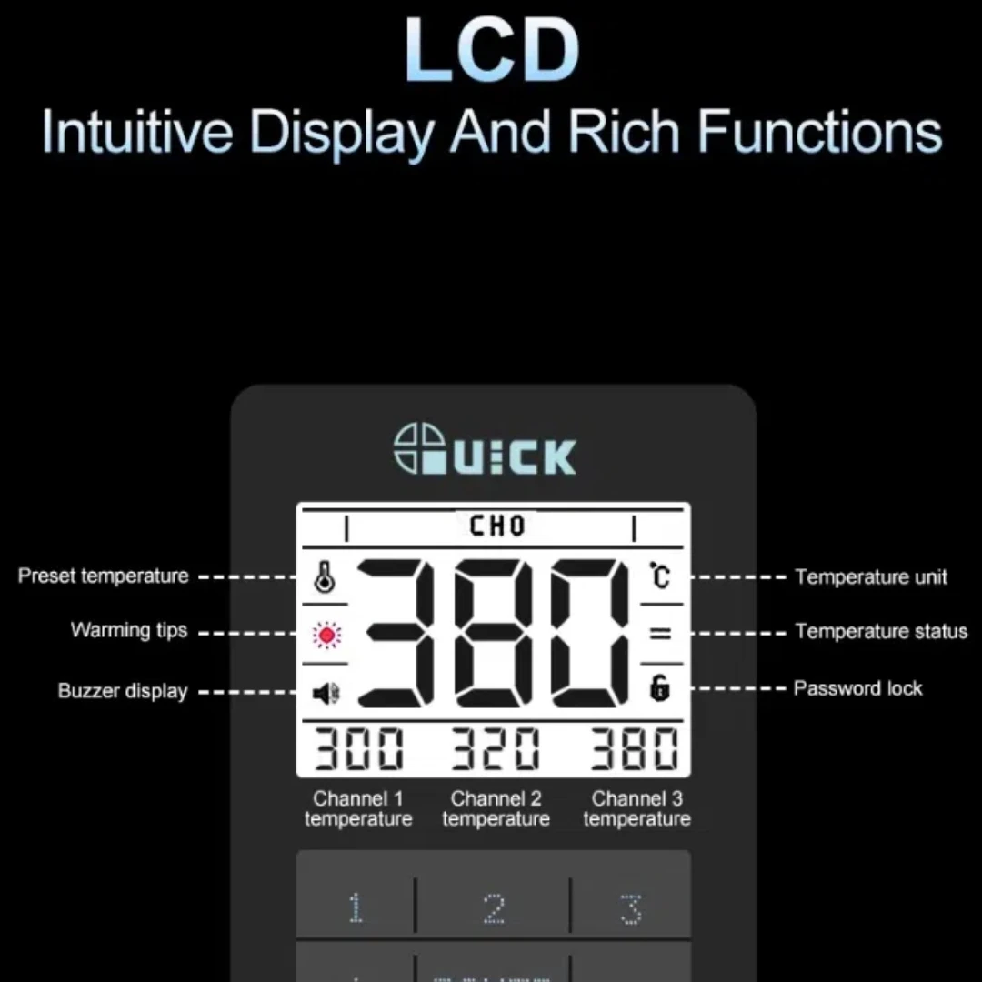 QUICK TV2 Smart Desoldering Gun Rework Station Touch Switch With LCD Display Intelligent Delay Soldering For Mobile Phone Repair