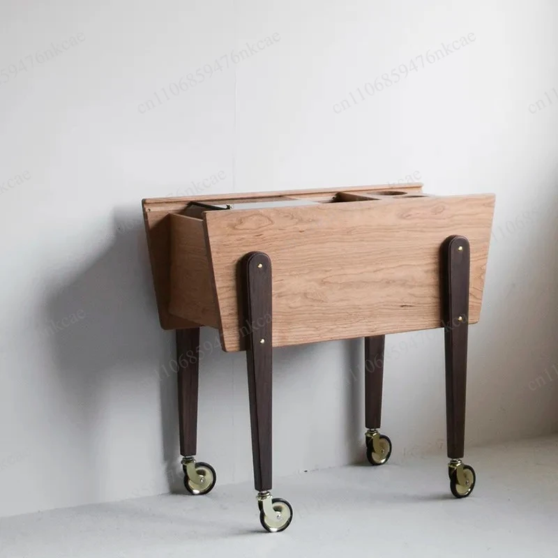side cabinet, moving side table, storage collection golden wheels Tall storage cart