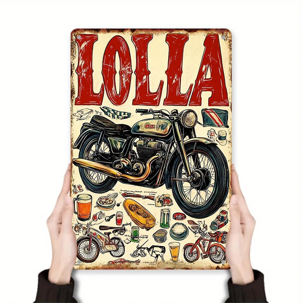 Tin Metal Wall Art - Vintage Motorcycle Accessories Set Retro Metal Decor for Home, Garden, Studio Wall Decor with High Bending