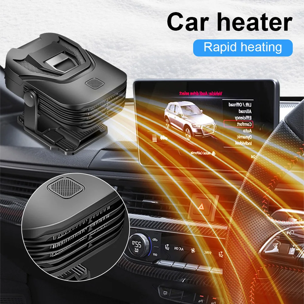 

150W Electric Car Heater Heating Fan Dashboard Seat Heater 360-Degree Adjustable Defrosting Defogging Machine Winter Heating Fan