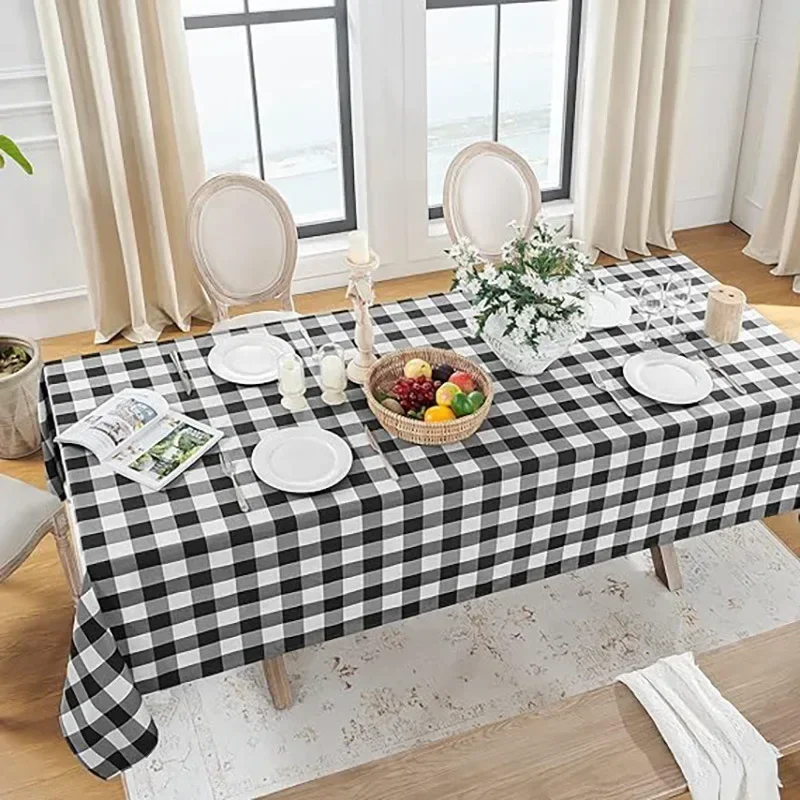 

Cotton Linen Tablecloth Check Ins Fashion Simple Small Fresh Tassel Table Cloth