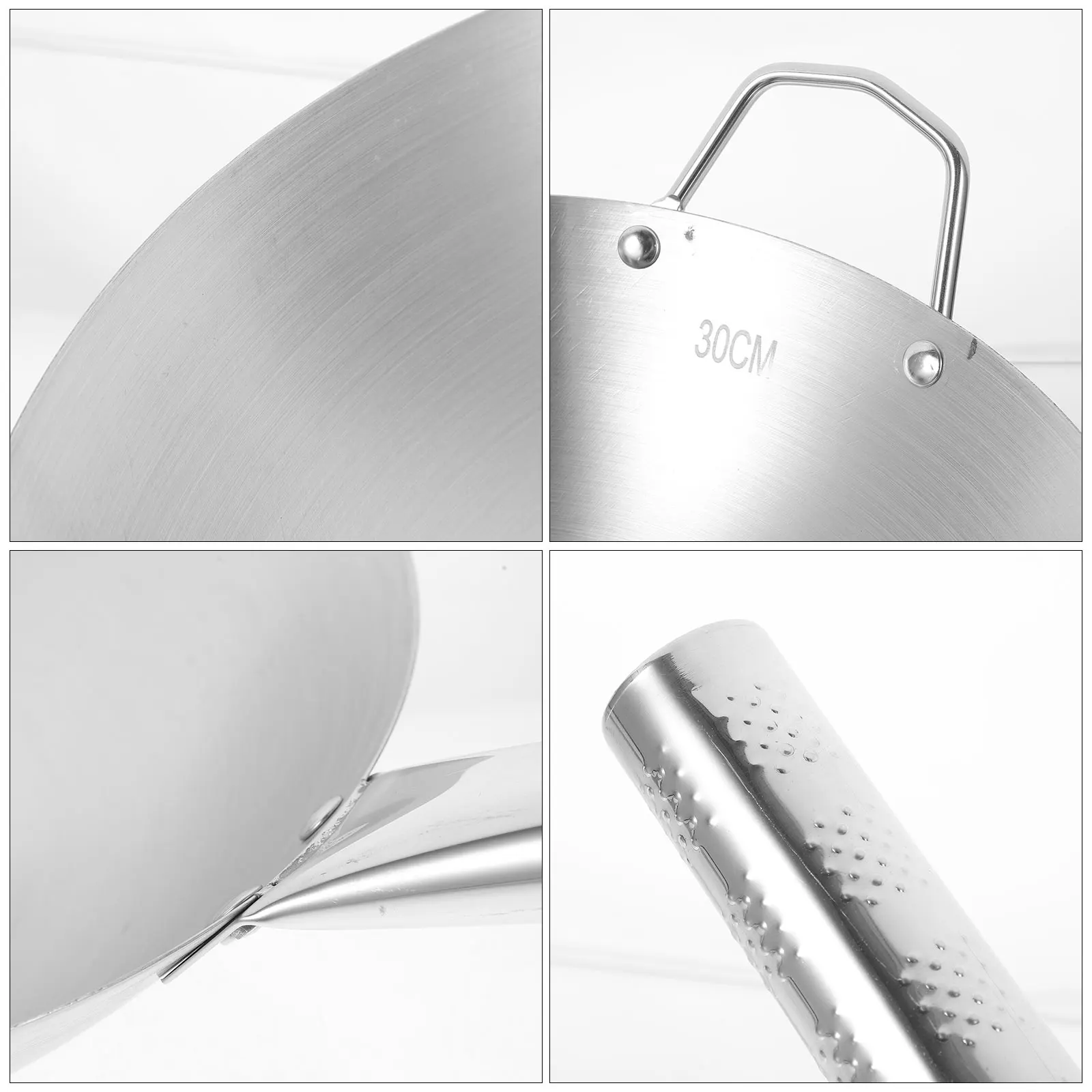 

1Pcs Stainless Steel Wok Non Stick Frying Pan Household Cooking Pot Suitable All Stoves Kitchen Frying Pan for Chinese