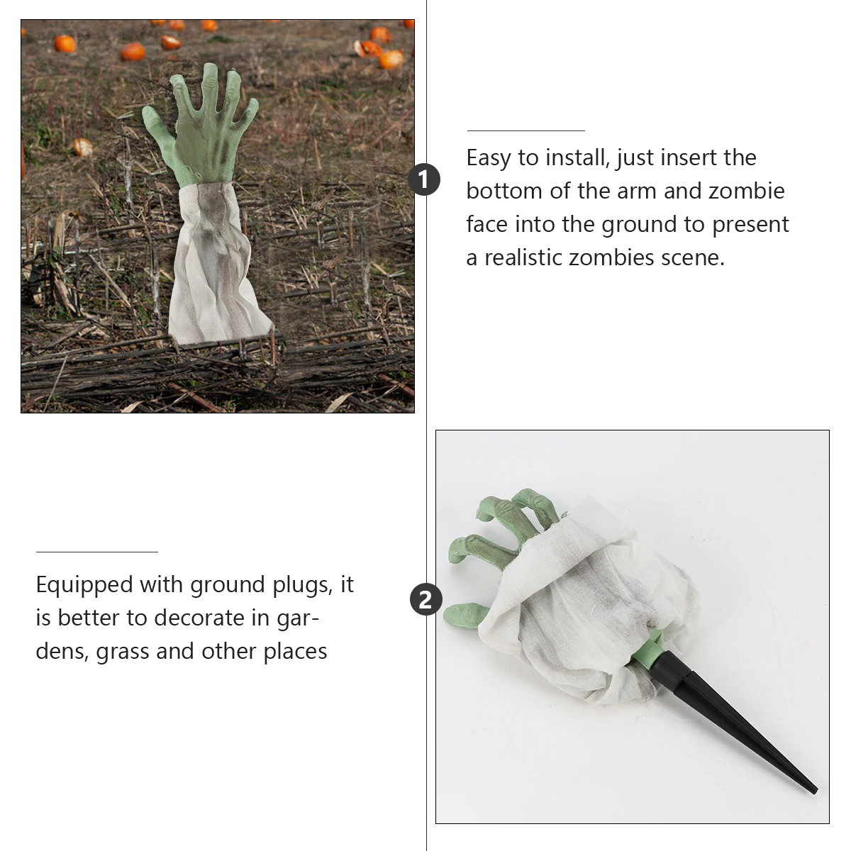 

Zombie Face Arm Lawn Stakes Head Hand Decorations Halloween Office Corpse Party