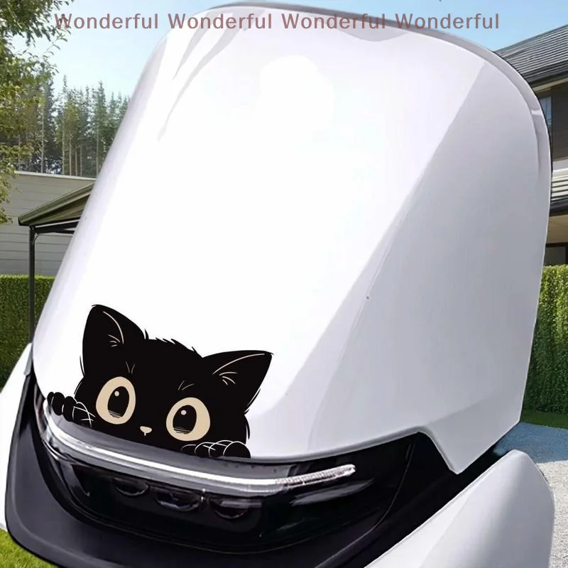 شارات فينيل للمركبة: مجموعة مكونة من 4 حجب للخدش، وزخارف قطة سوداء مقاومة للماء للسيارات والدراجات النارية