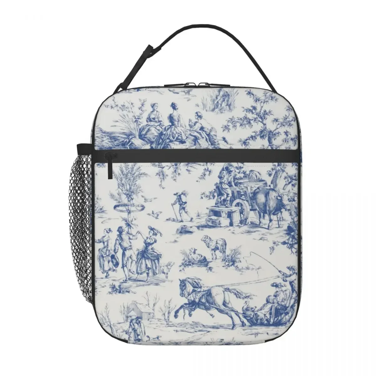 Toile De Jouy fiambrera reutilizable con motivos franceses, a prueba De fugas, motivos florales, bolsa térmica aislante para alimentos, bolsa De almuerzo para estudiantes escolares