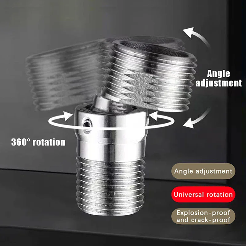 304 Stainless Steel Angled Curved Foot 360° Rotatable Angle Adjustment Eccentric Screw Corner Wall Mounted Shower Faucet Adapte