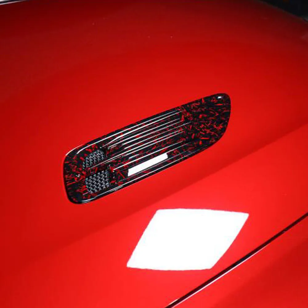 4 pz Auto Esterno Forgiato Rosso Corpo Lato Foglia Bordo Protezioni Cofano Anteriore Vent Decorazione Della Copertura Per Kia Stinger 2018-2023