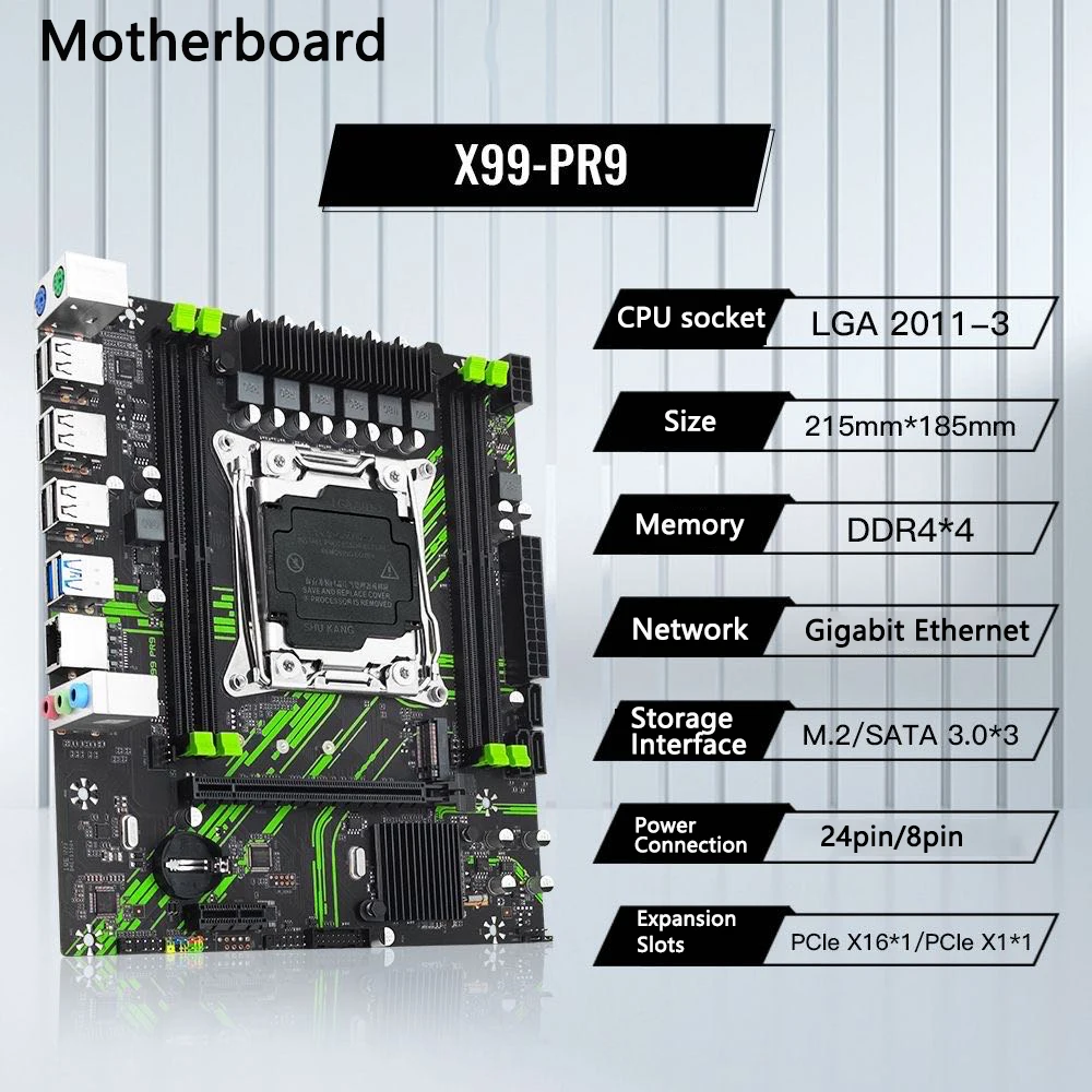 NEW X99 PR9 LGA 2011-3 Motherboard Support Intel Xeon v3/v4 CPU 128 GB DDR4 RAM Desktop Memory USB3.0 NVME/SATA M.2