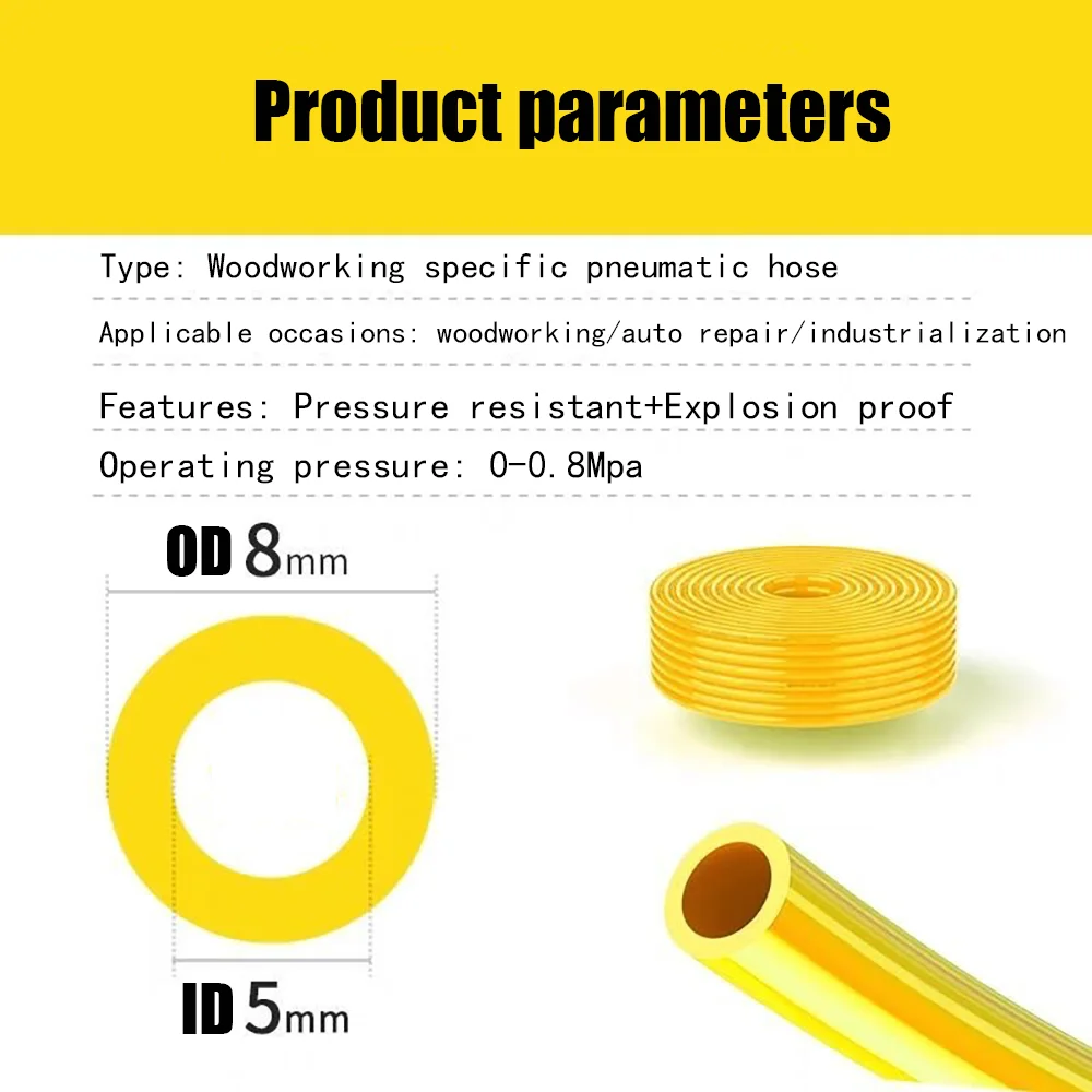 TOP Woodworking Hose 5*8 12PU Air Tube Pneumatic Antifreeze Hose Air Compressor Air Pump Tube Explosion proof Spray Machine Tube