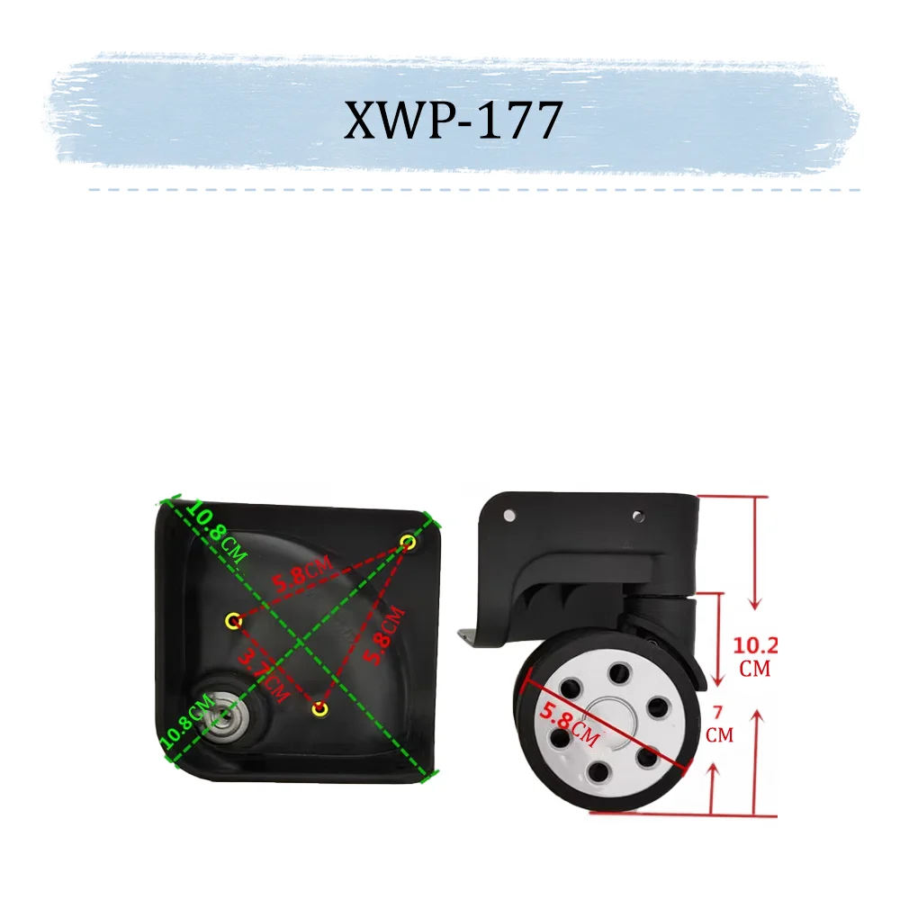 XWP-177 Universal Wheel Black Replacement Suitcase Silent Smooth Convenient Shock Absorbing Durable Rotating Accessories Wheels