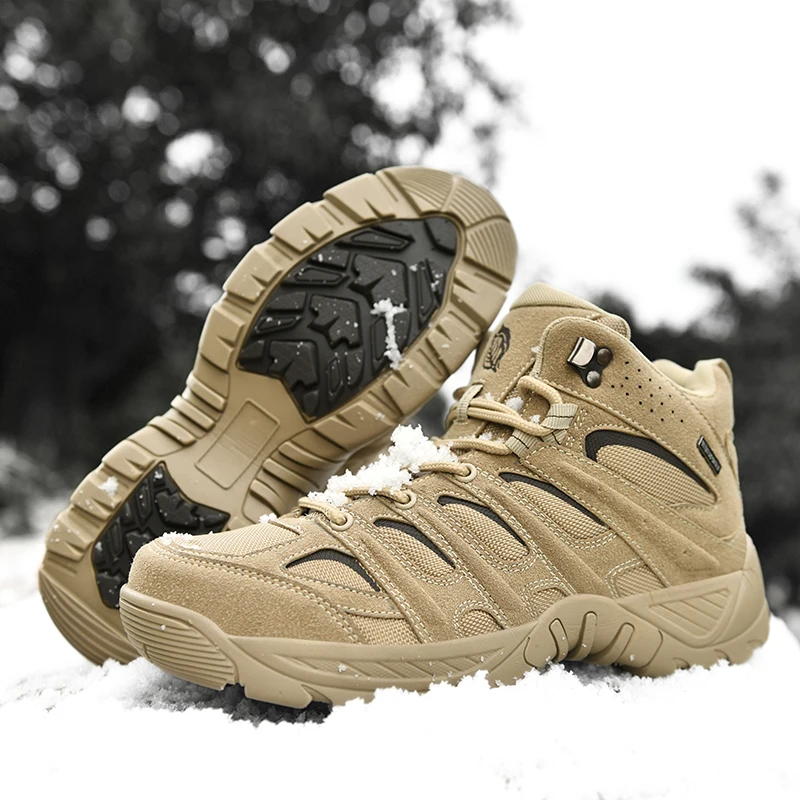 

Men Trekking Hikking Shoes Tactical Military Boots Non Slip Comfortable Male Out Door Seankers Camping Boots For Autumn Winter
