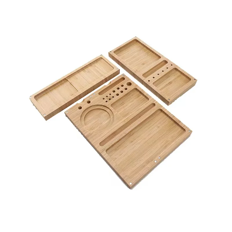 Bamboo Wooden Magnet Rolling Trays Foldable Multipurpose Storage Plate Rolling Joint Paper Tray Tool