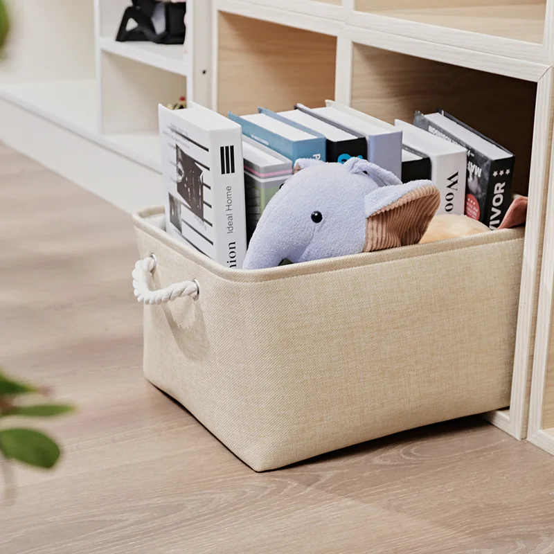 

Bohemian Foldable Storage Basket - Natural Linen Organizer for Living Room & Beauty Products