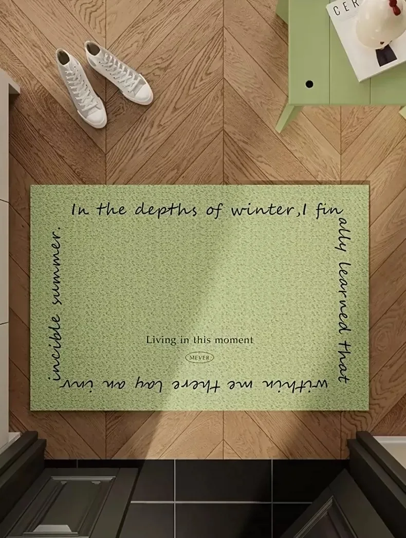 French Vintage Style Letter Doormat PVC Silk Loop Entrance Mat Heavy Duty Scraper Indoor Outdoor Floor Rug for Front Door Porch
