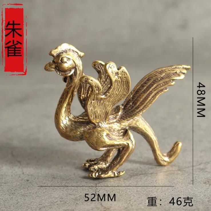 Brass Retro Craft China Traditional Mascot Daoism Of Gods Four Divine Beasts Desktop Ornament Teahouse Home Decoration a1052