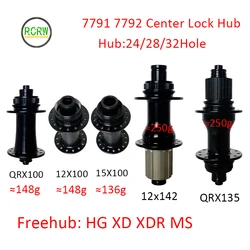 RCRW Center Lock Disc 24/28/32Hole 7791 7792 Hub QR/12/15X100mm QRX135mm 12X142mm 4 Pawl Shiman HG XD XDR Microspline Freehub