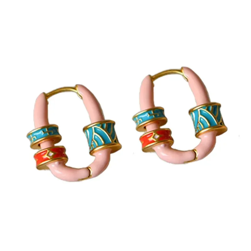 Fashion Jewelry Pretty Temperament Colorful Enamle Hoop Earrings For Women Girl Gifts 2024 New Design Ear Accessories Hot Sale