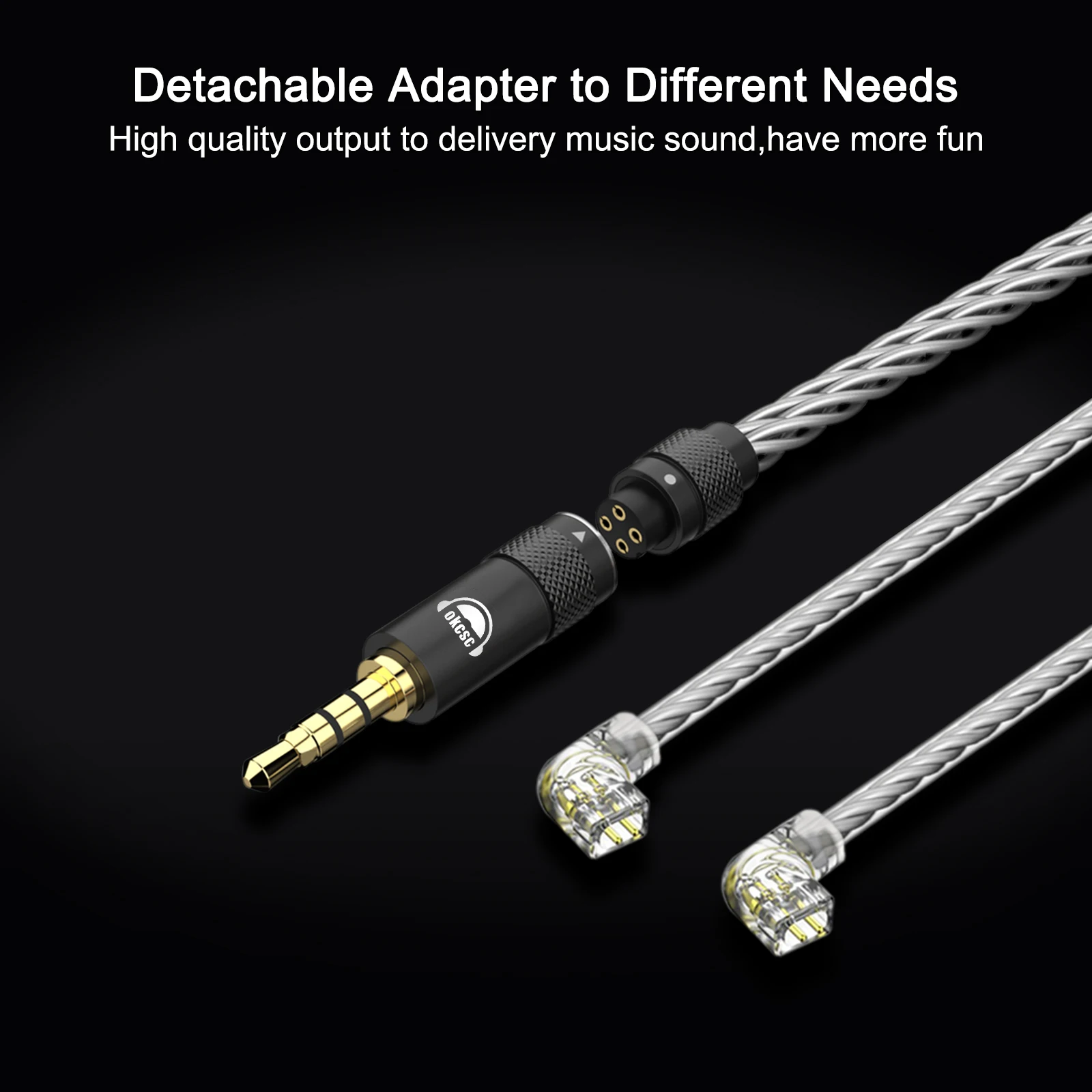 OKCSC AS300 MMCX 2Pin 0.75 مللي متر QDC موصل سماعات 16 الأساسية مطلي النحاس HiFi ترقية استبدال كابل مع 3.5 مللي متر التوصيل