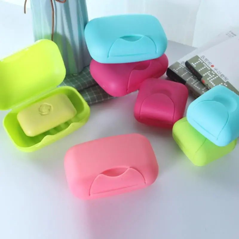 Portable Travel Soap Box Container Bathroom Acc Home Plastic Soap-Boxes with Cover Small/Big Sizes Candy Color Soaps Dish Holder