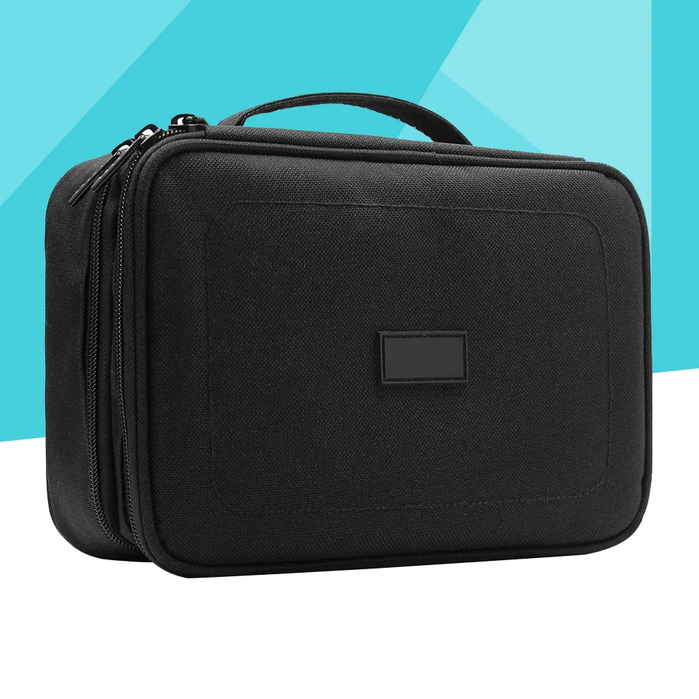 

Double Layer Travel Storage Bag Black Premium Sturdy Scratch-Resistant Electronics Carrying Case for Smartphones Tablets
