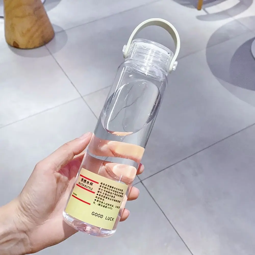 1Pcs Durable Students Simple Plastic Water Cup 400ML/1L Large Capacity Sports Cup Transparent with Text Portable Cup