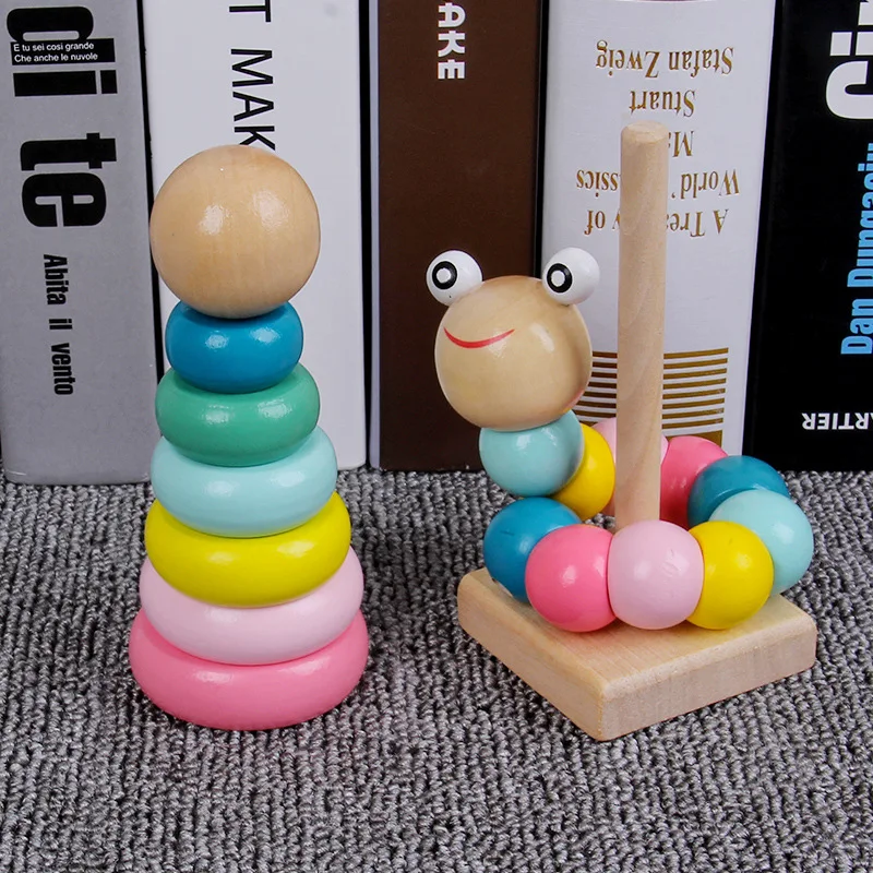 

Baby Early Childhood Educational Toys Children's Montessori Early Education Wooden Macaron Rainbow Toys Towel Lap Coil