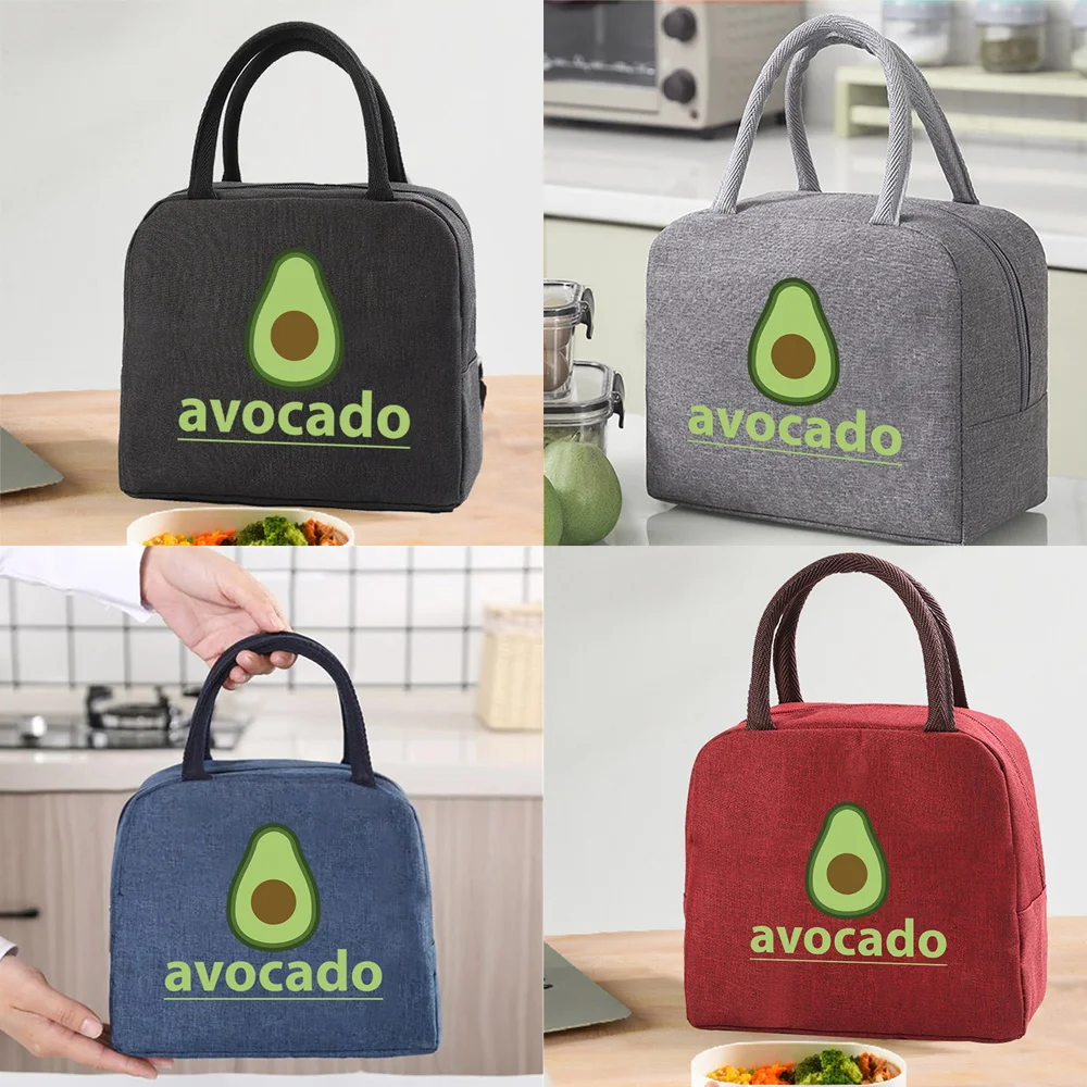 

Portable Lunch Bags for Women Avocado Pattern Handbags Insulated Lunch Box Unisex Tote Cooler School Food Storage Bags