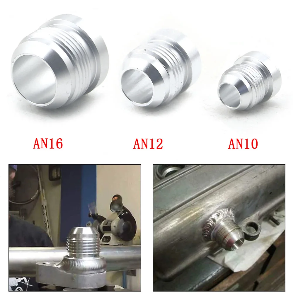 High Quality Aluminum AN4 AN6 AN8 AN10 AN12 AN16 AN20 Straight Male Weld On Fittting Bung Nut Hose Fitting Silver