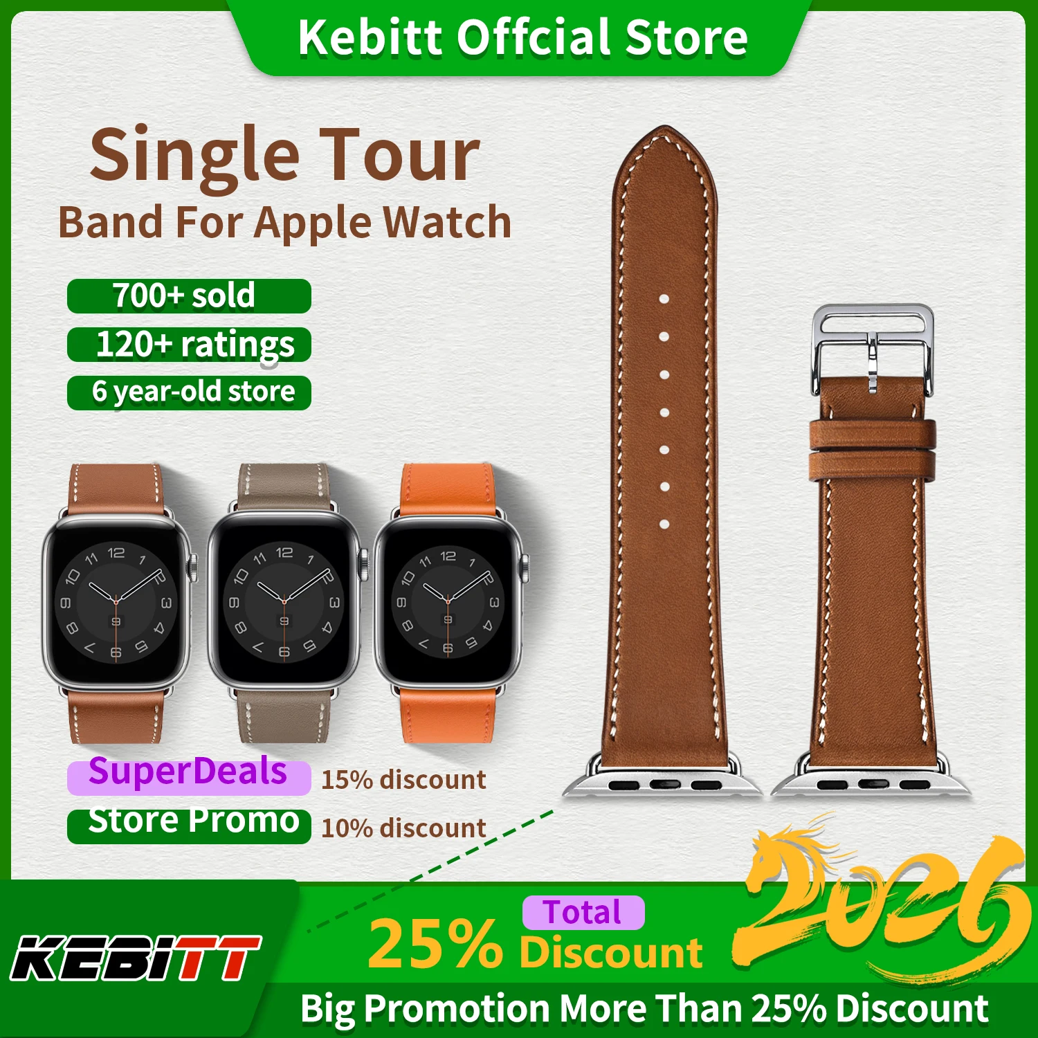 

Kebitt For Apple Watch Series11 10 Ultra3 2 9 8 7 6 SE3 Strap High Quality Genuine Leather Band Iwatch 46 42 41 45 49mm Bracelet