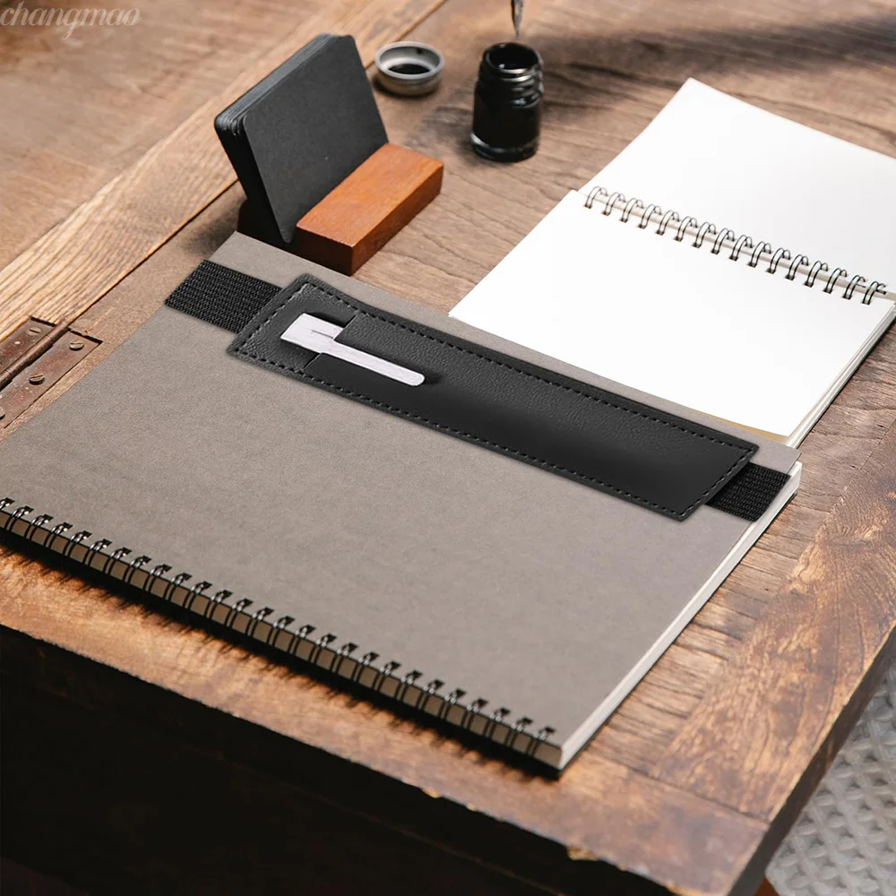 1pc PU Leather Elastic Notebook Band Holders Adjustable Pen Sleeve Pencil Pouch Holder Strap for Notebook Binder image 4