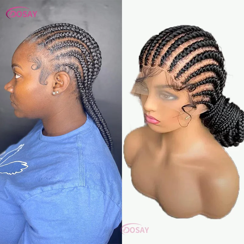 

Synthetic Cornrow Twist Braids Lace Frontal Wig Pre-plucked Baby Hair Full Lace Front Braided Wigs Afro Black Dutch Braided Wigs