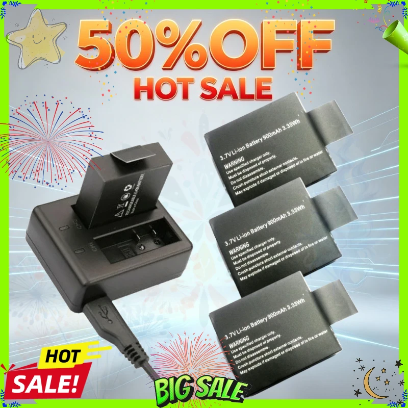 

New SJ4000 PG1050 PG900 Battery + Charger for SJCAM SJ5000 SJ8000 SJ6000 Sj7000 M10 EKEN 4K H9 H8 H9 GIT-LB101 900/1050/1350mAh