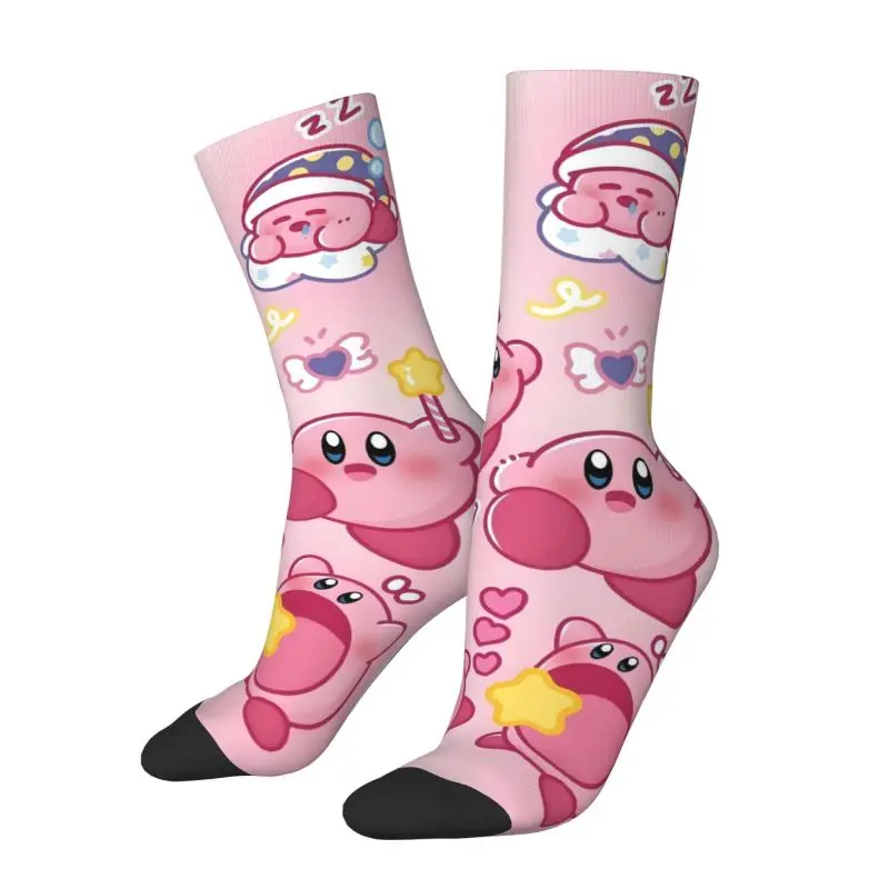 Custom Kirbys Cartoon Game Men Women Crew Socks Unisex Cute 3D Printing Dress Socks