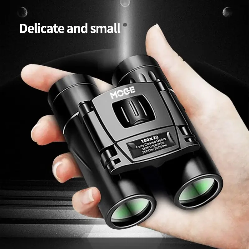 Moge100x22 Binocular High Power HD Telescope, Viagem Portátil, 40x22, Telescópio de Bolso para Caça, Ao Ar Livre, Camping, Viagem