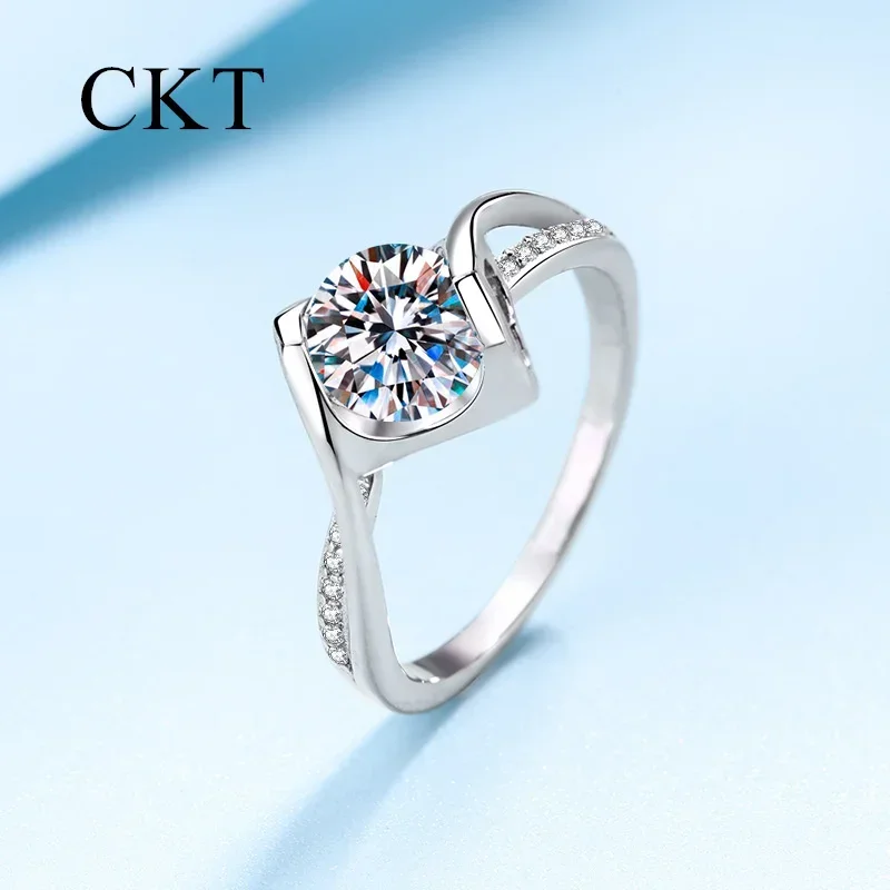 18K White Gold Platinum 1 Carat Moissanite Diamond Rings for Women Pt950 Heart to Heart Wedding Ring Romantic Fine Jewelry Gift