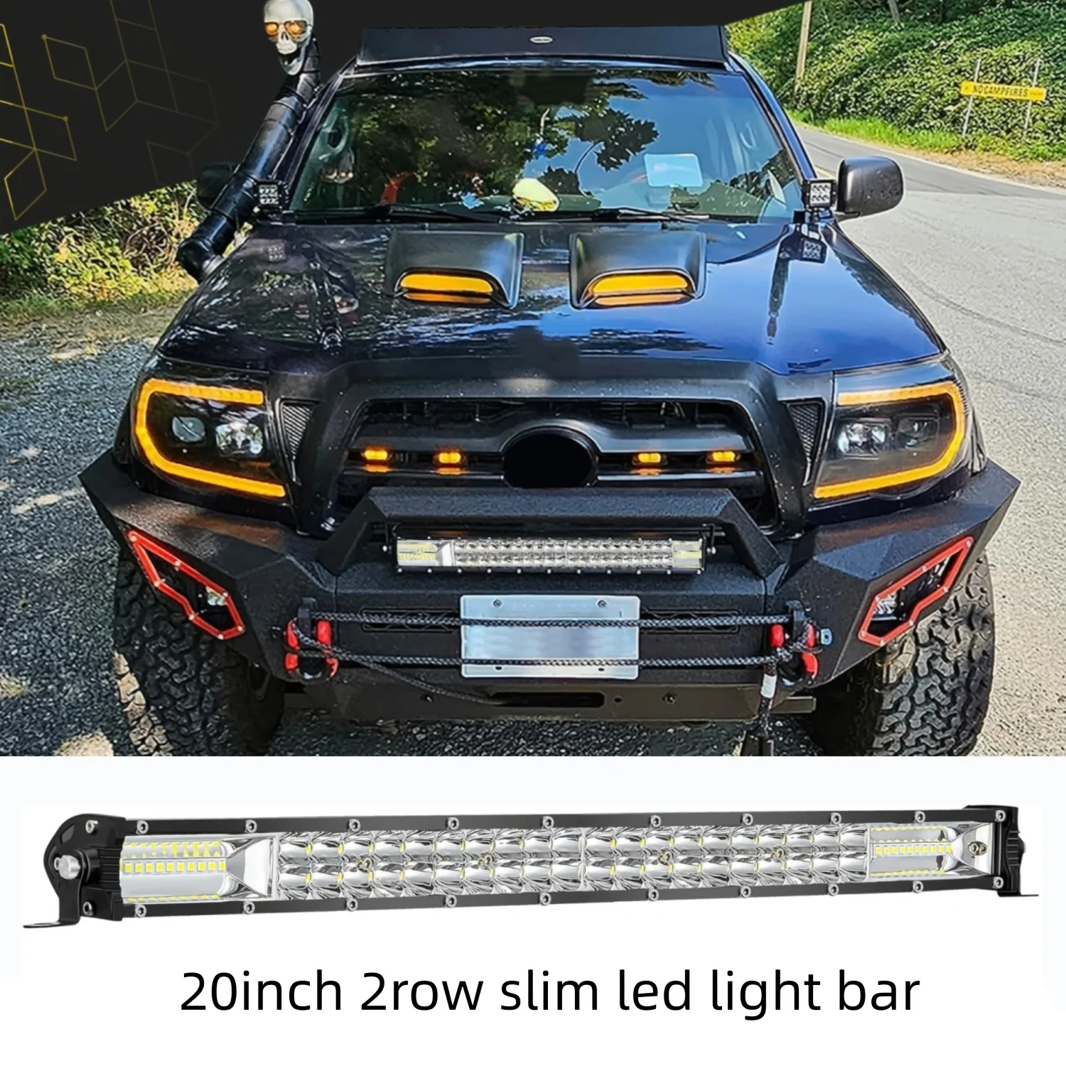 20Inch led Light Bar, Triple Row Flood Spot Combo LED Light Bar  Off Road Driving Boat LED Work Light for truck