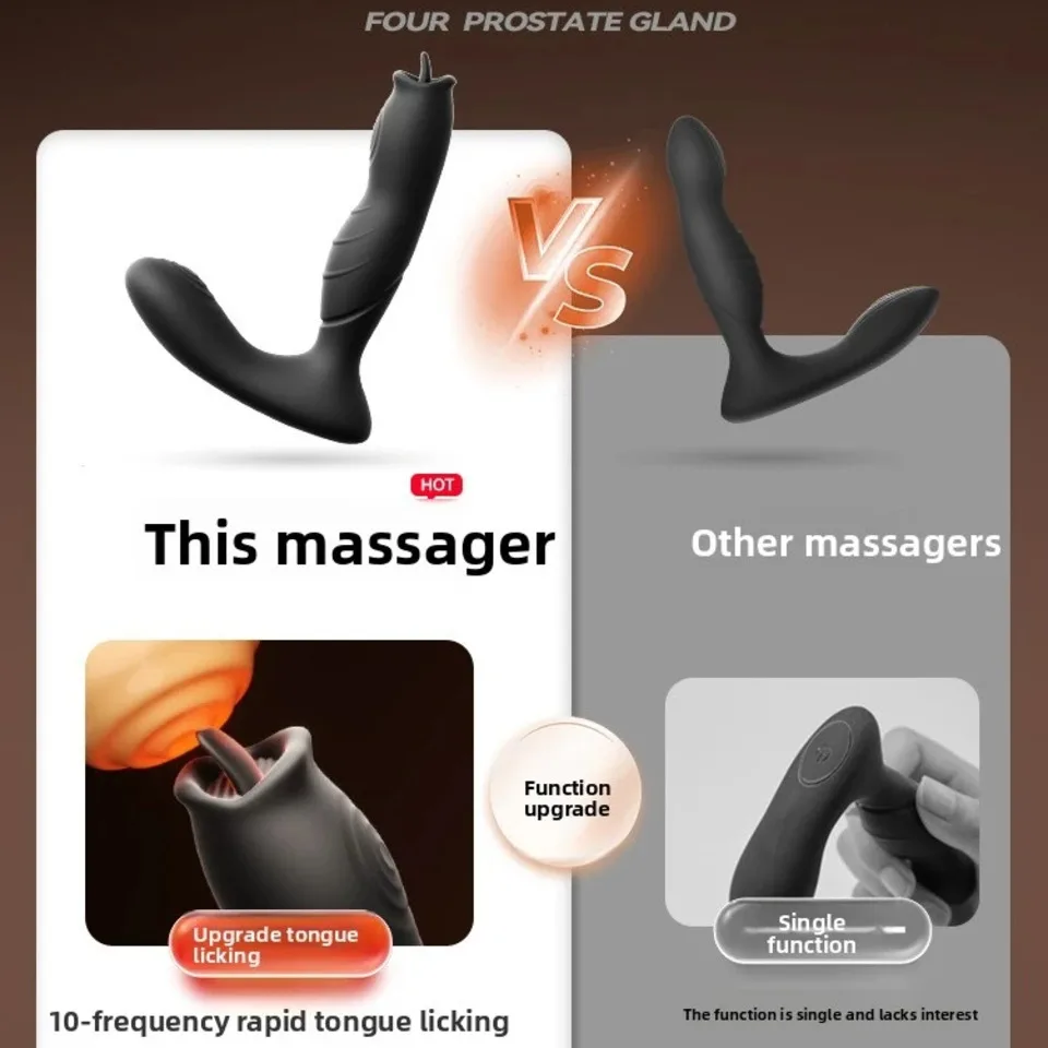 Tongue Licking Prostate Stimulator Male Masturbator Anal Plug G-point Vibrators Finger Massage Butt Plug Sex Toys For Men Gays 6
