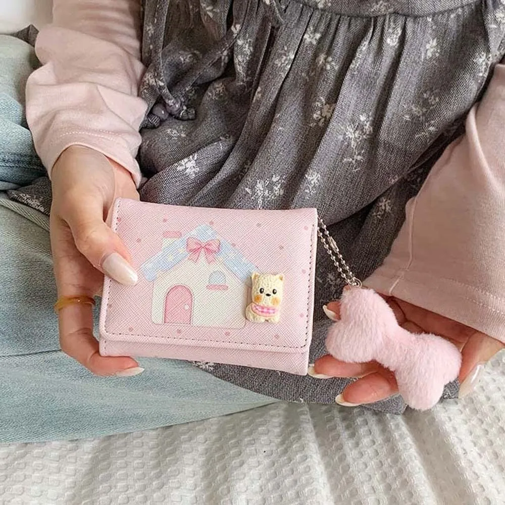 Large Capacity Three-Fold Wallet Multi-Slot Compact Women Short Purse Textured Lightweight Cartoon Coin Pouch Shopping