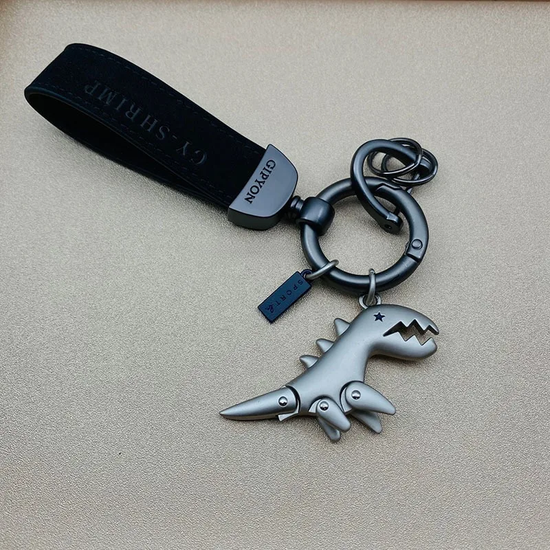 1PC Kleine Dinosaurier Auto Schlüsselbund Motorrad Dekorative Zubehör Einzigen Leder Metall Schlüsselbund Handtasche Anhänger Kleines Geschenk – Detail 3