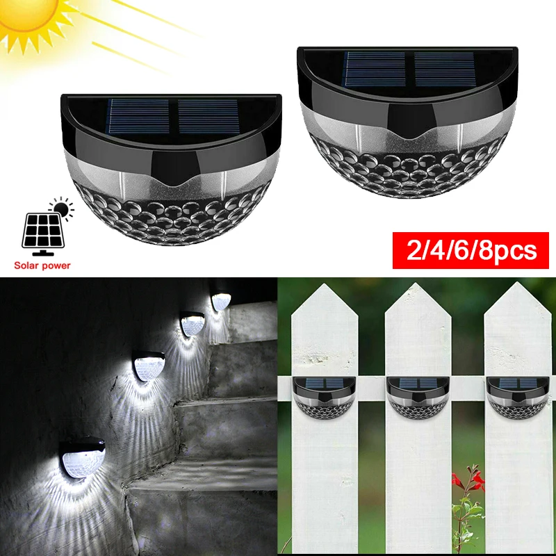 2pcs LED Solar Step Lamp Path Stair Outdoor Garden Lights Waterproof Balcony Light Decoration for Patio Stair Fence Light