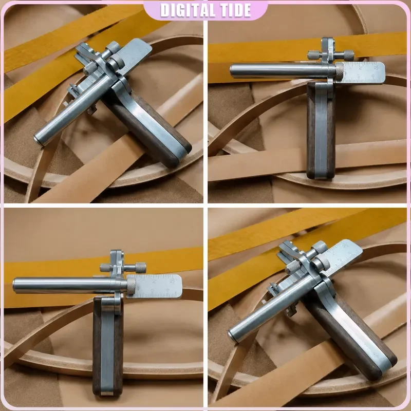 1Pcs Adjustable Leather Belt Cutter Manual Metal Knife Mechanical Roller Slip Tool for DIY Leather Goods Crafting
