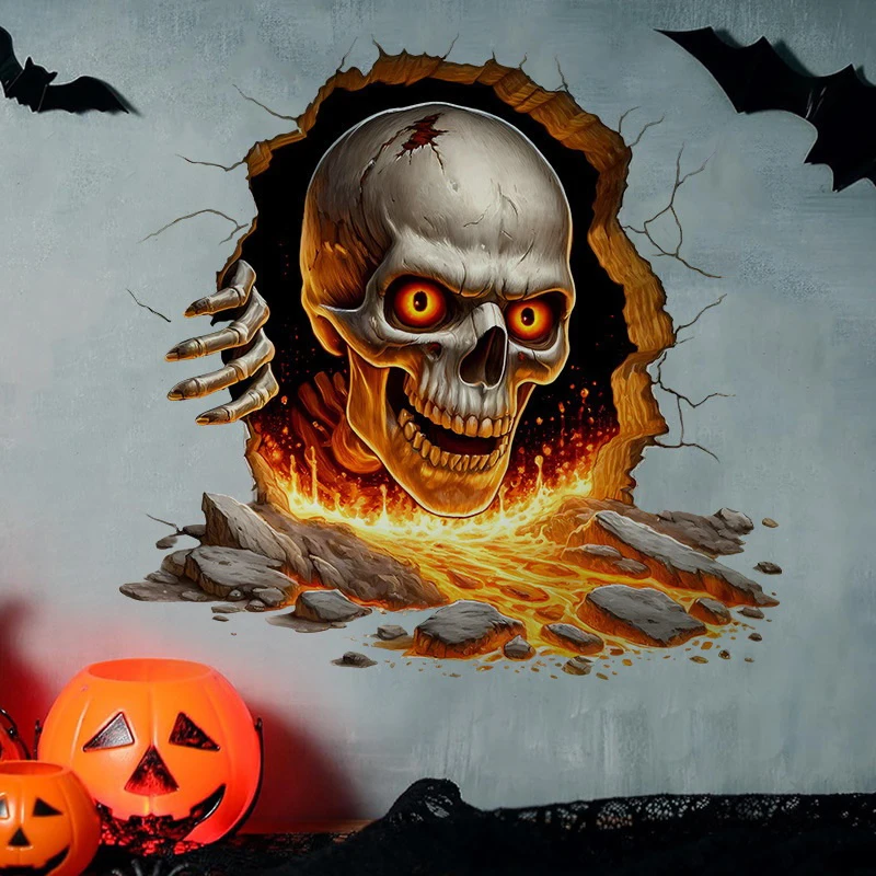 Pegatinas de pared de Halloween efecto 3D pared rota Zombies pegatinas de suelo de pared rota autoadhesivo de Pvc dormitorio sala de estar Horror