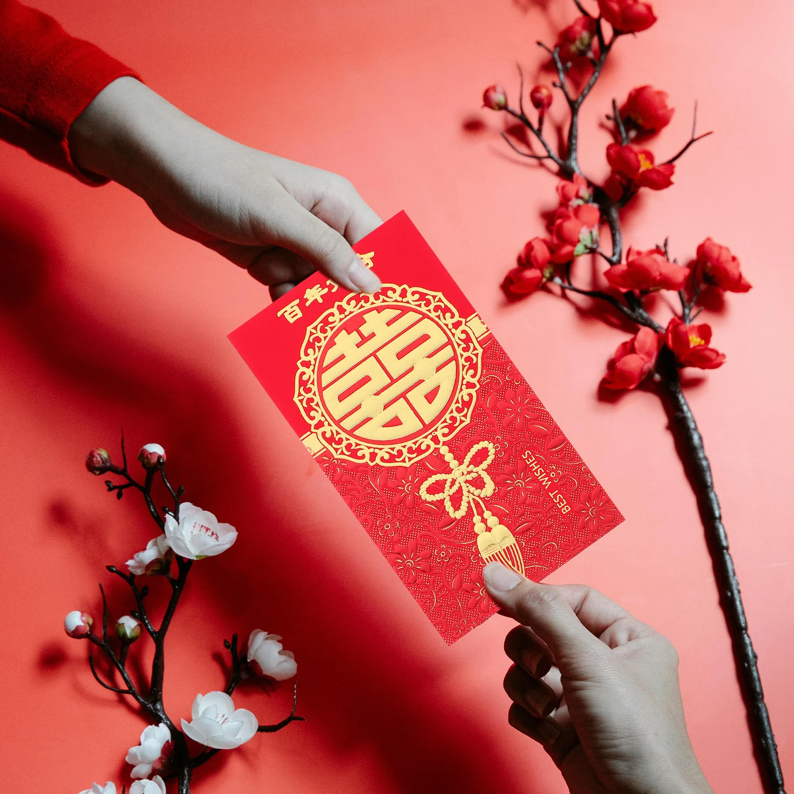 

24 шт. традиционные китайские красные конверты, свадебные карманы для денег, праздничные благословения, хорошие подарки, вьетнамские красные конверты