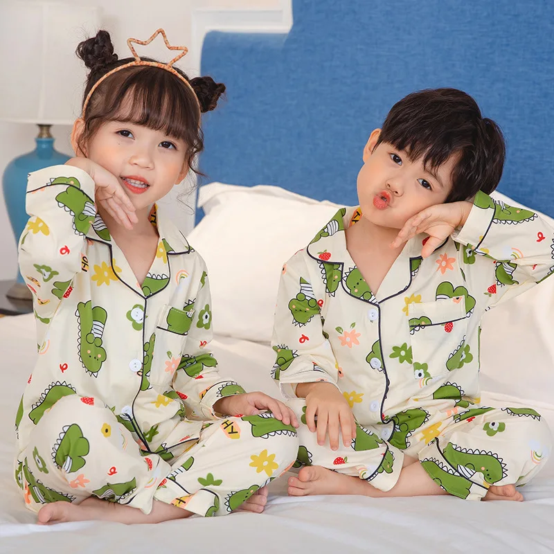 New Children\'s Pajamas Long Sleeve Spring And Autumn Cartoon Big Children\'s Home Furnishing Set