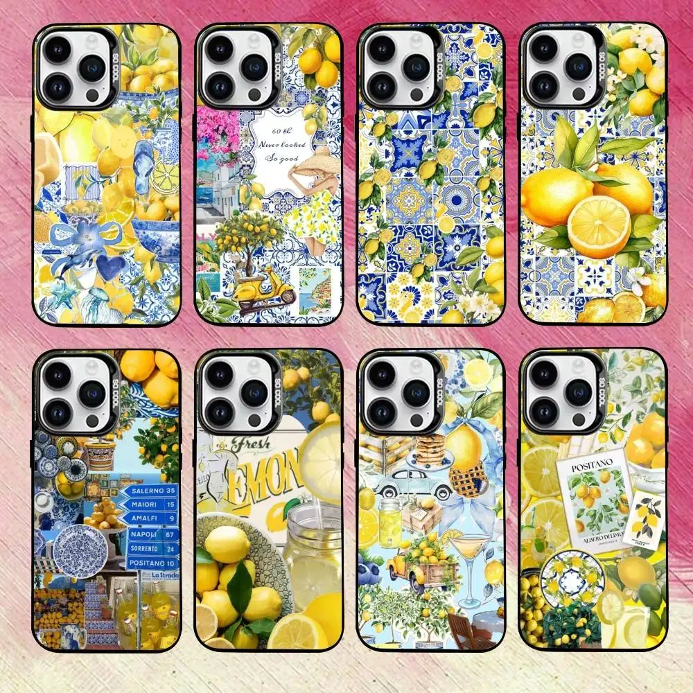 

E-European A-Amalfi Coast L-Lemon Phone Case For iPhone 17,16,15,14,13,12,11 Plus,Pro Max,XS,Colored Silver Plated Inside Cover