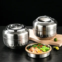 Double Layer Keep Thermos Lunch Box Food Storage Container Portable Bento Lunch Box 304 Stainless Steel Strong Durable Food Case