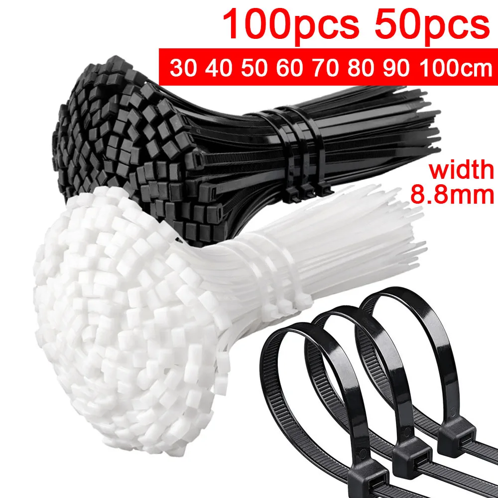 

100/50 шт. крепежные детали для оборудования кабельные стяжки 10*300 10*500 10*720 10*900 пластиковые нейлоновые кабельные стяжки самоблокирующиеся стяжки для шнура 8,8 мм