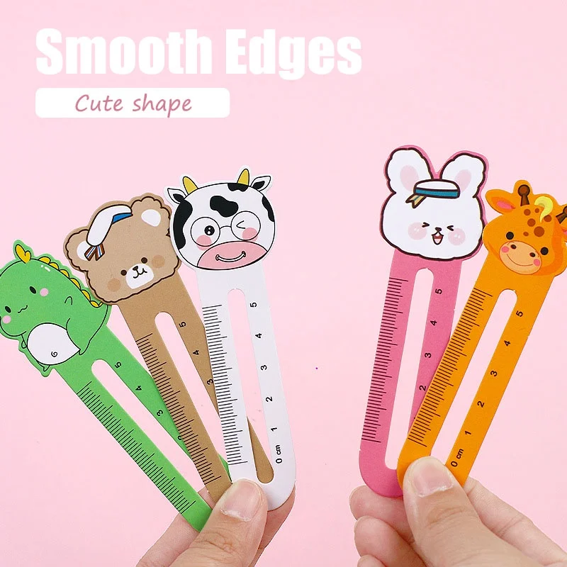 50pcs Cute Cartoon Ruler Bookmark Creative Animal Paper Bookmark Kawaii Student Kid Stationery School Supplies