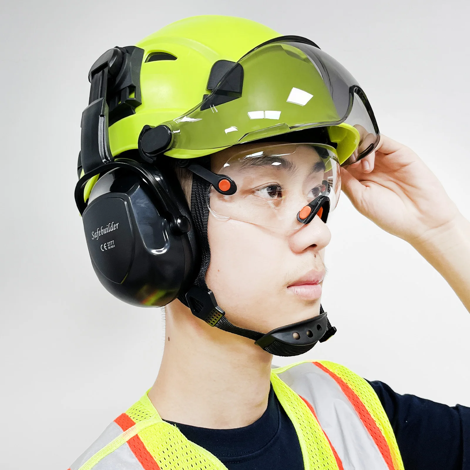 Imagem -03 - Construção Capacete de Segurança com Bluetooth 5.0 Redução de Ruído para Engenheiro Abs Hardhat com Viseiras Chapéu Industrial Ansi